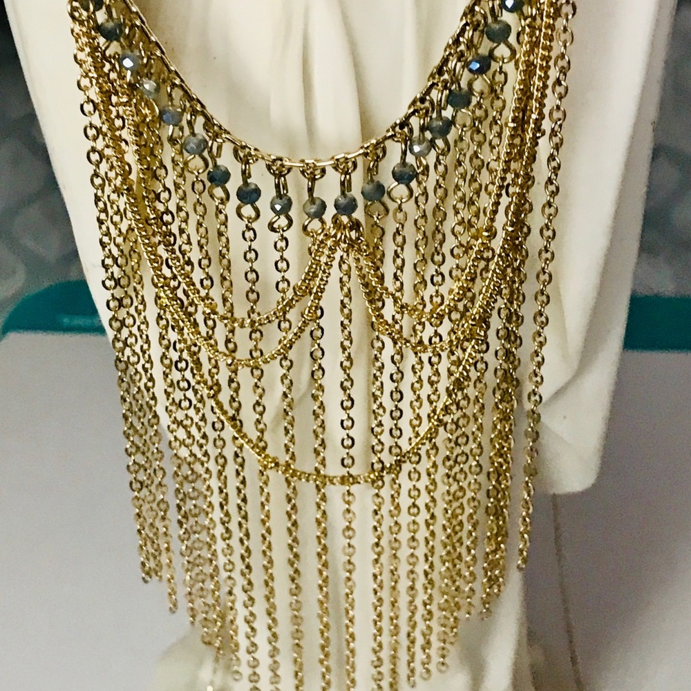 Necklace Gold colored chain chandelier necklace